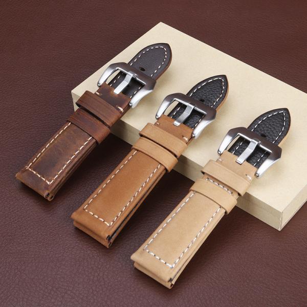 Buy cheap Abrasive leather watch belt watch fashion bracelet belt wrist light brown darkbrown khaki 22mm 24mm26mm from wholesalers
