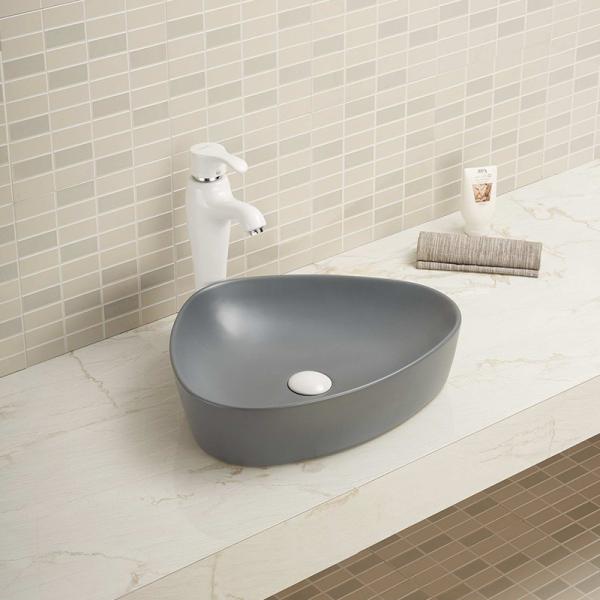 Buy cheap Grey Color Acid Resistance Counter Top Wash Basin Smooth Ceramic Bathroom Sink from wholesalers