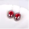 Buy cheap Vintage Sterling Silver Oval Red Cubic Zirconia Dangle Earrings (E12034) from wholesalers