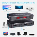 18.5 Gbps 5 Ports 5x1 Kvm 4K 60Hz HDR10 HDMI 2.0 Switcher