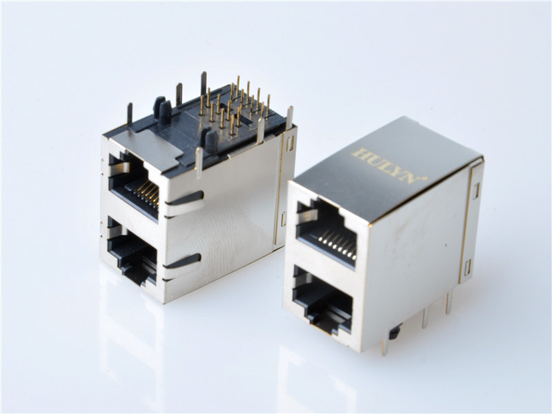 HULYN RJ45Jack, Shielded RJ45 Modular Jack Connector,with LEDs, 2x1 Ports,RJ45 connector LED