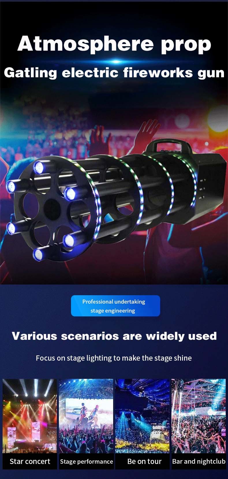 LED Battery Confetti Paper Gun Machine Six Shots Confetti Shooter Gun For DJ Disco Nightclub Wedding Party