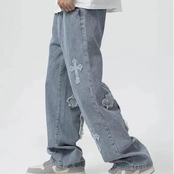 Buy cheap OEM Mens Side Pocket Jeans Washed Vintage Baggy Multi Pocket Jeans Men from wholesalers