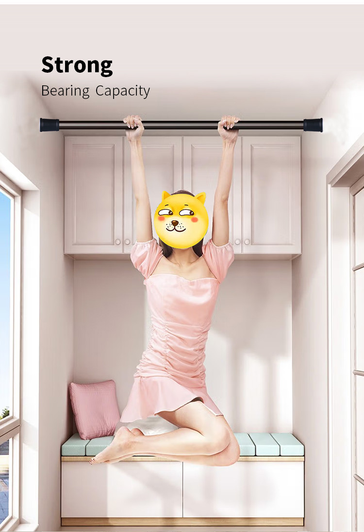 No Drill Extendable Curtain Pole Stainless Steel Shower Curtain Rod