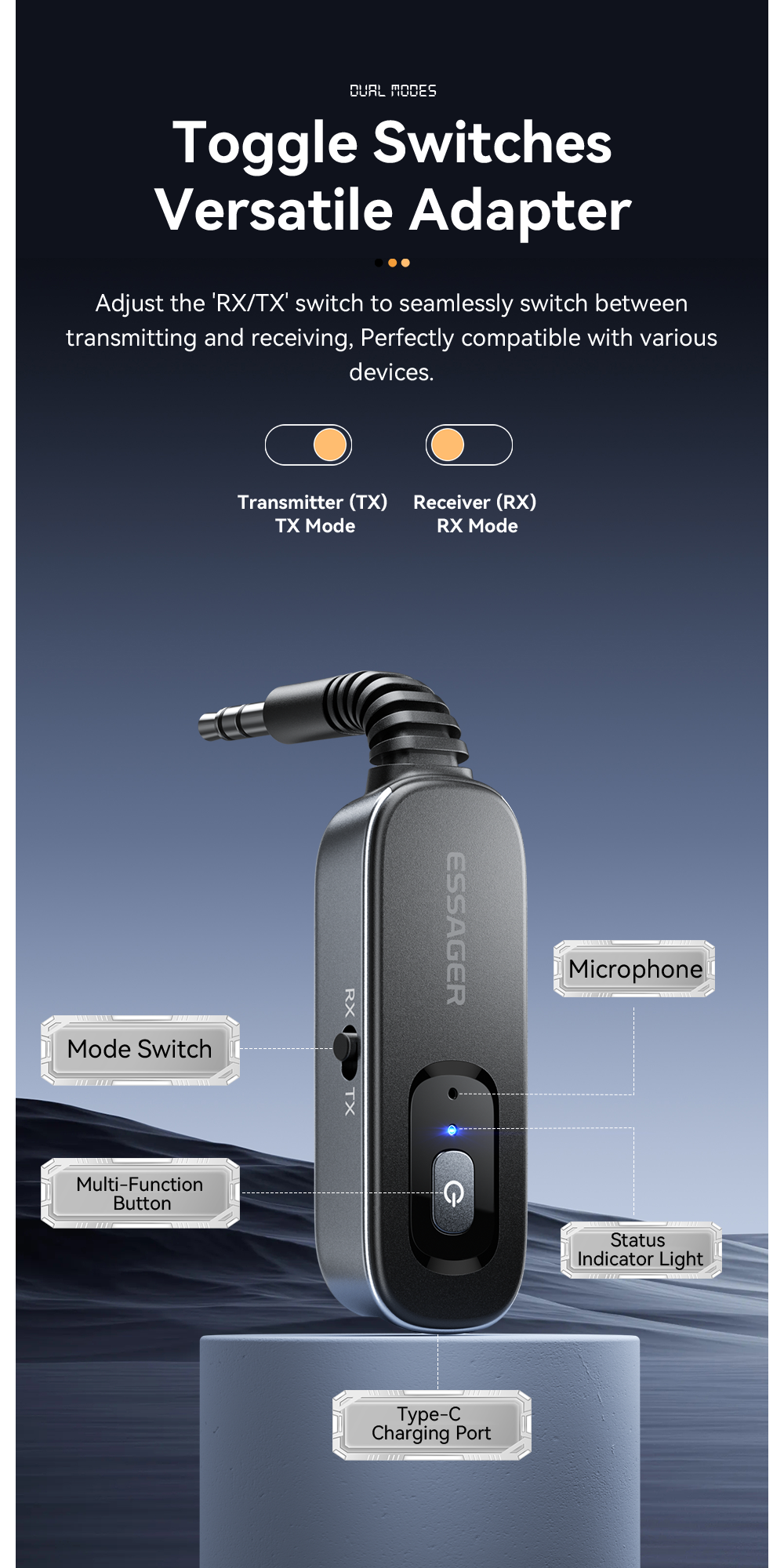 Male Aux 3.5mm Bluetooth Adapter Receiver Blue Tooth Transmitter