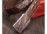 Custom logo fashion casual belt alloy automatic buckle crocodile men's belts