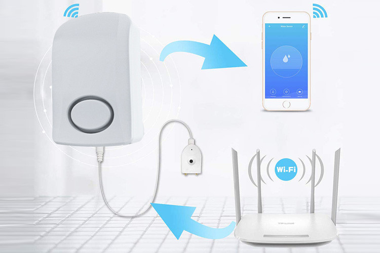 ABS Smart Water Sensor Alarm Wireless 115G For Kitchen Bathroom