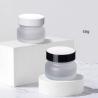 Buy cheap Stock Luxury Skin Care Glass Jar 50g Empty Frosted Cosmetic Packaging with Black Lid and Glass Bottle Plastic Cap White Disc from wholesalers