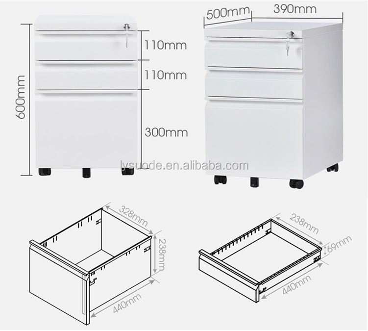 3 Drawers Mobile File Cabinets