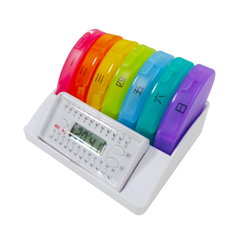 Colorful Weekly Pill Box Organizer Detachable Pill Cases 4 Large Compartmemts In A Tray
