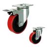 Buy cheap Red Iron Core PU 100mm Medium Duty Casters With Dual Brake from wholesalers
