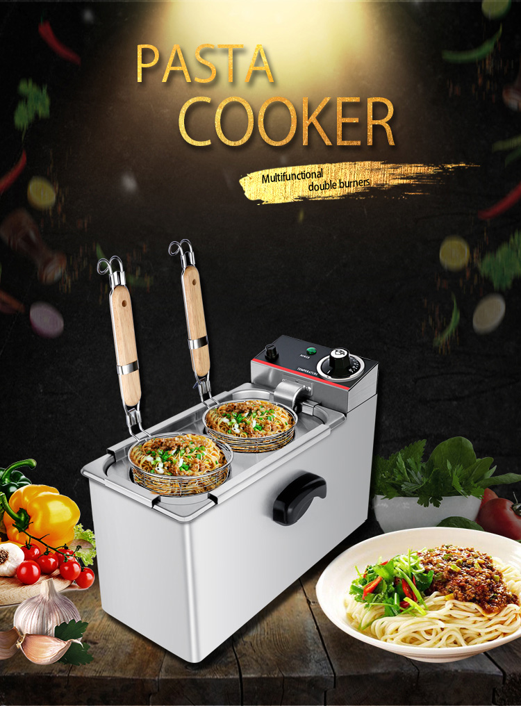 Catering Equipment 2kW Electric Desktop 2 Heads Pasta Cooker for Restaurant Noodle Boiling