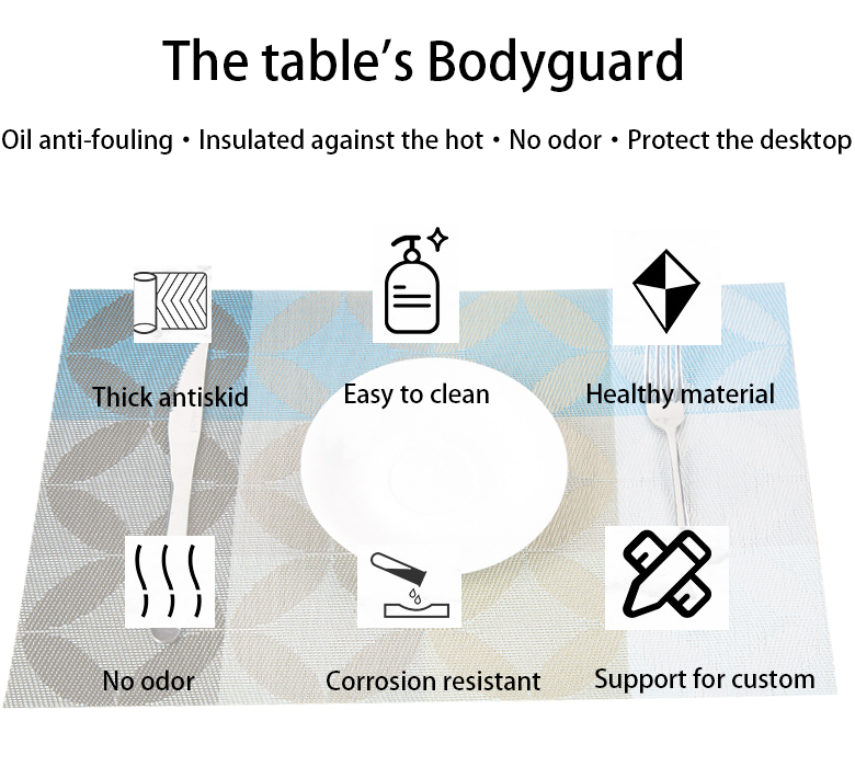30*45cm or Customized Size PVC Table Mat for Restaurants Heat Resistant and Reusable