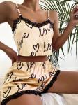 House Wear Sexy Lingerie Sleepwear Ladies Heart Print Leisure Wear Lingerie