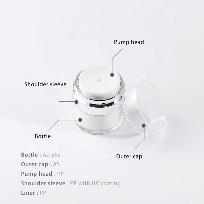 100g Empty Lotion Pump Bottles Refillable 50ml Airless Pump Bottle