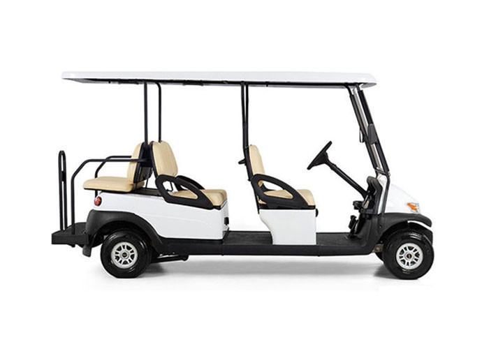 Electric Transportation 6 Seater Golf Cart Orange Color For Sightseeing