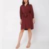Buy cheap Long Sleeve Ladies Dress Button Front Knee Length Dress for Women Clothing Manufacturers Elegant Custom Logo Lapel Shirt Dresses from wholesalers