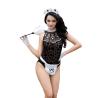 Buy cheap Cosplay Maid Black Lace Babydoll Set Leather Womens Underwear Lingerie from wholesalers