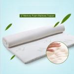 Bamboo Fiber Memory Foam Mattress Topper White Color Compressed Queen Size