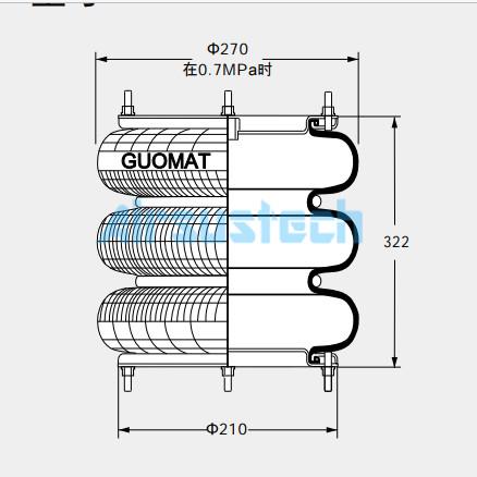 Buy cheap Original Convoluted Air Spring Dunlop Springride SP1539 1/2BSP Air Connection from wholesalers
