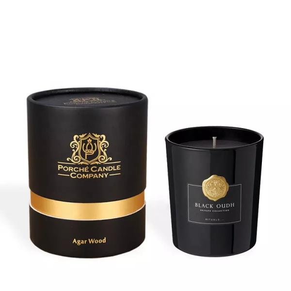 Custom Black Round Candle Tube Packaging Bronzing Cardboard Box for Candle