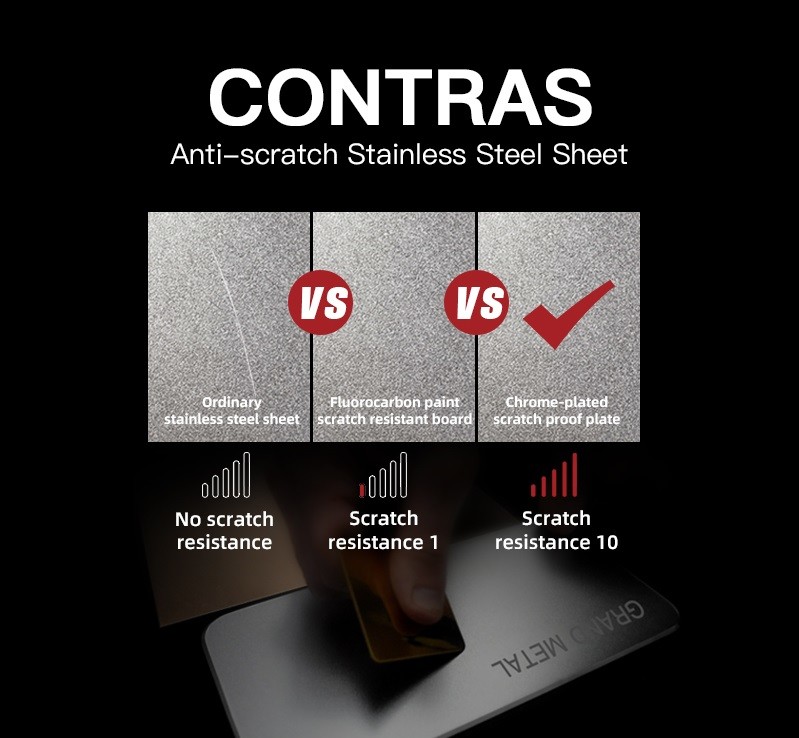 Scratch-Proof Stainless Steel Sheet Embossed Metal Sheet Texture for Kitchen Countertops