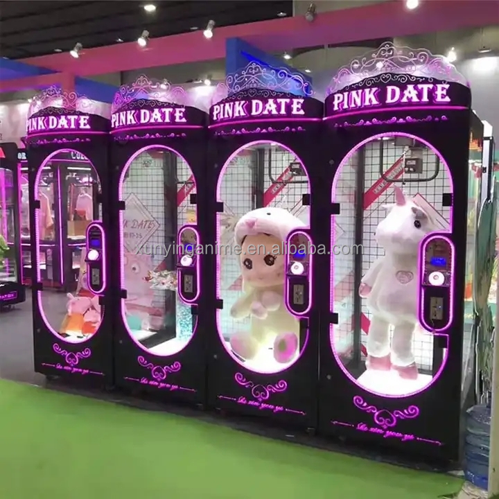 50KG Customized Black Pink Date Arcade Coin Operated Games Claw Machine Prize Cutting