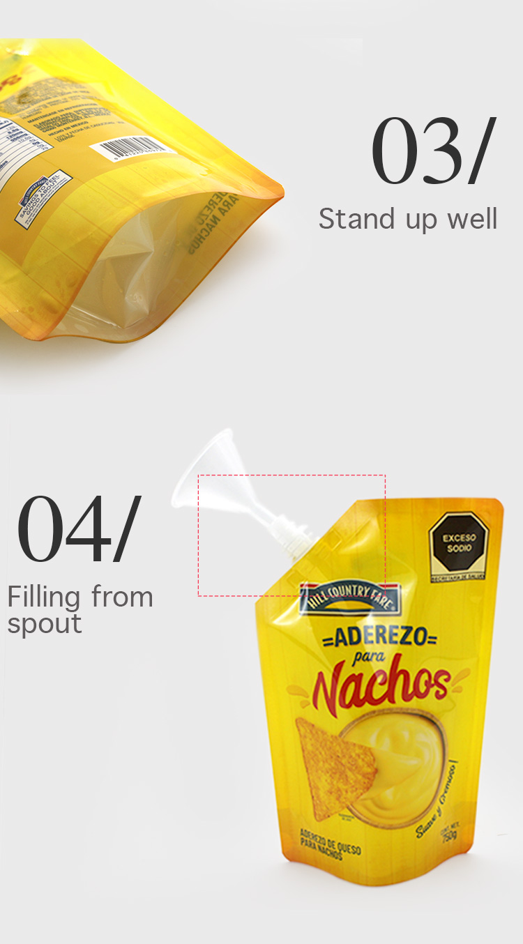 250ml 750ml Spouted Liquid Stand Up Pouches LDPE Peanut Butter Squeeze