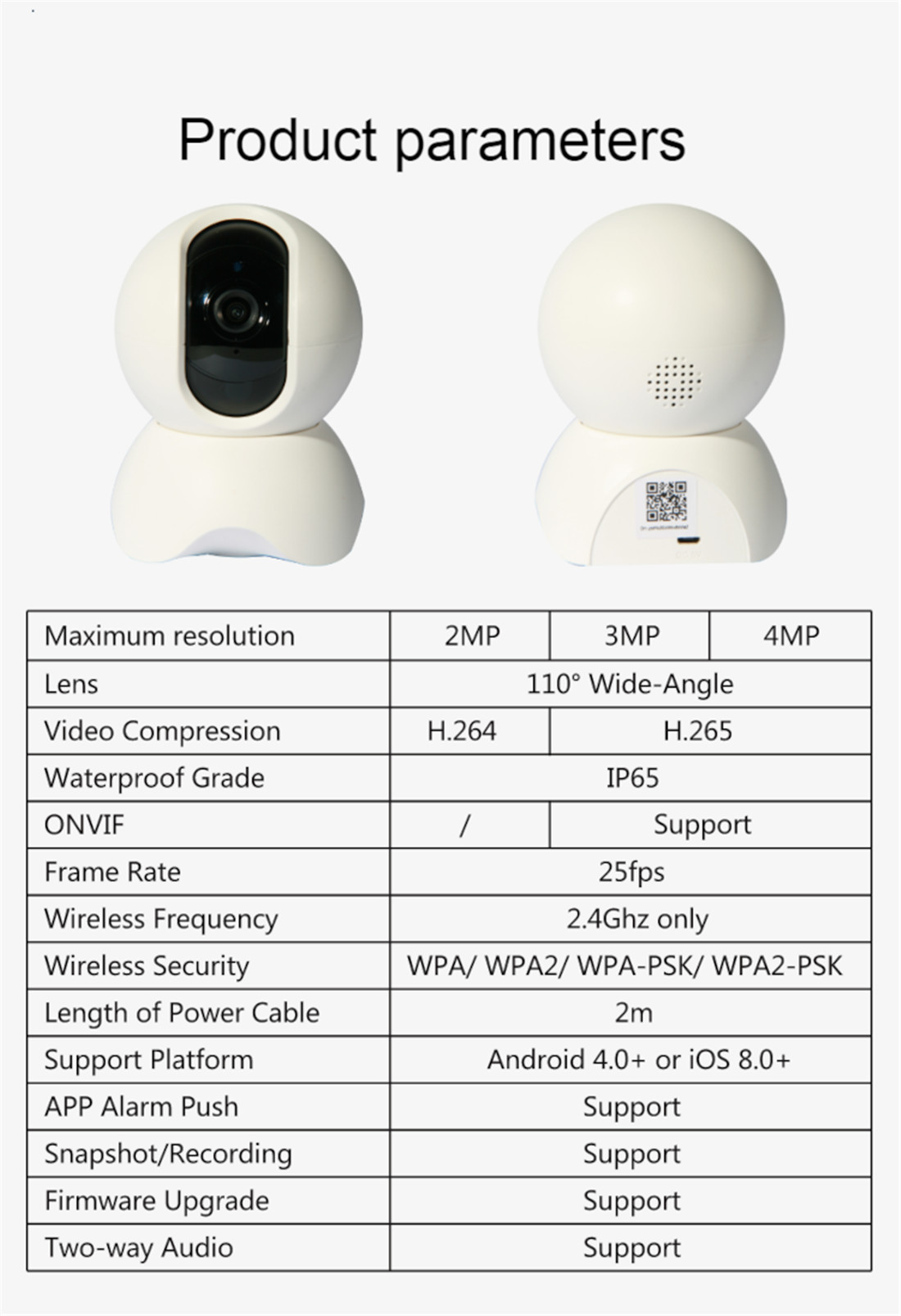 Wireless Wi-Fi Smart 2MP Camera Hd Baby Monitoring Home Security(JV-TY212QJ(Y21))