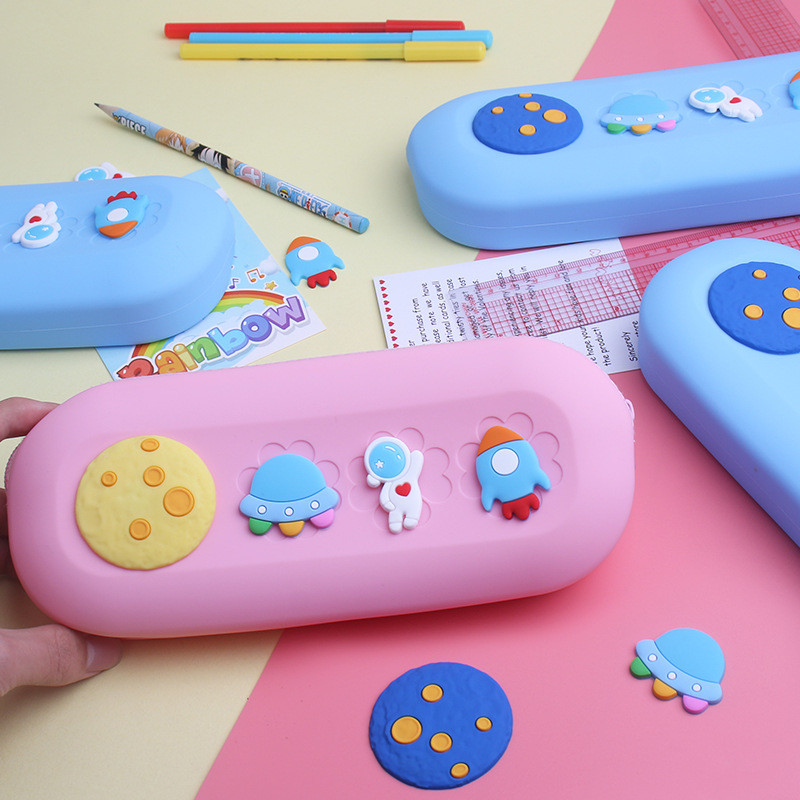 DIY Silicone Pencil Pen Case Big Cute Pencil Pouch For Boys Girls Christmas Gifts School Supplies Kids Gift Pen Holder