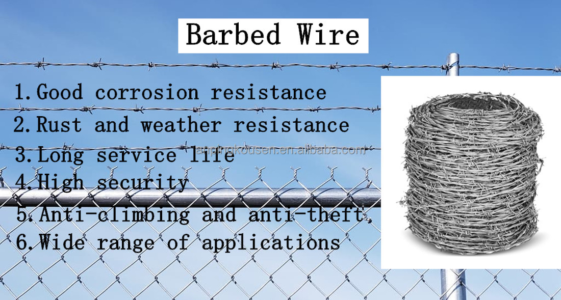 Galvanized/PVC Coated Farm Barbed Wire Hot Dipped Galvanized for Agricultural Fencing
