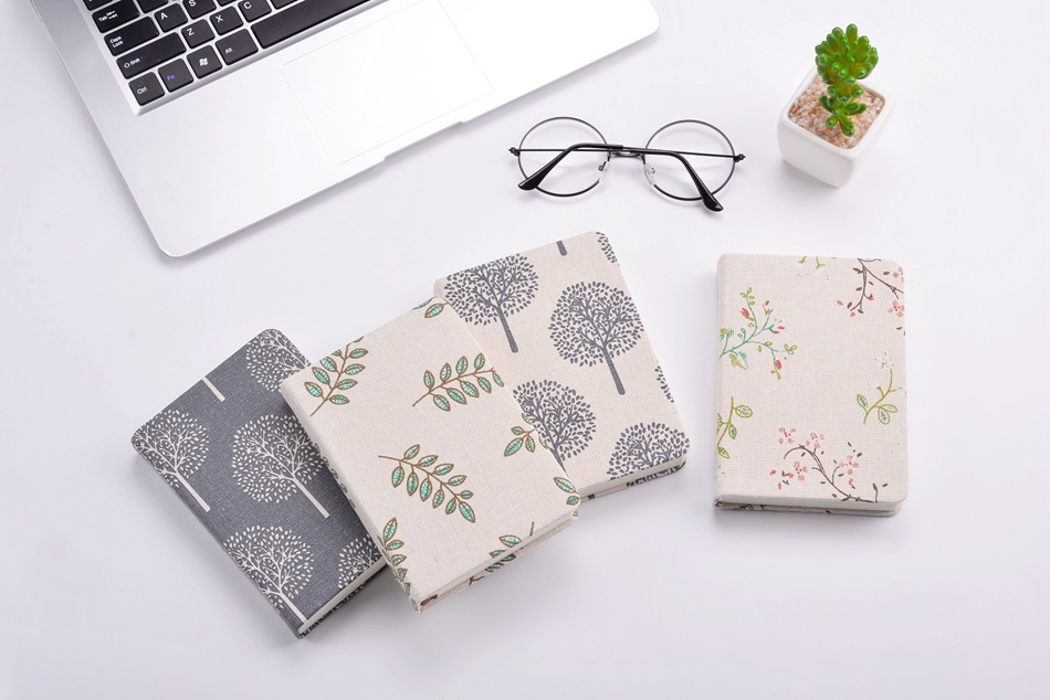 2022 Custom Linen Notebook Book Cloth Fabric Diary A6 Blank/Lined Pages Leather Cover