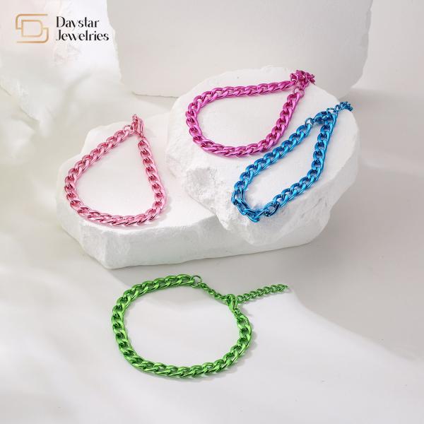Buy cheap Personalized Jewelry Stainless Steel Colorful Cuban Link Chain Bracelet Women Mens from wholesalers