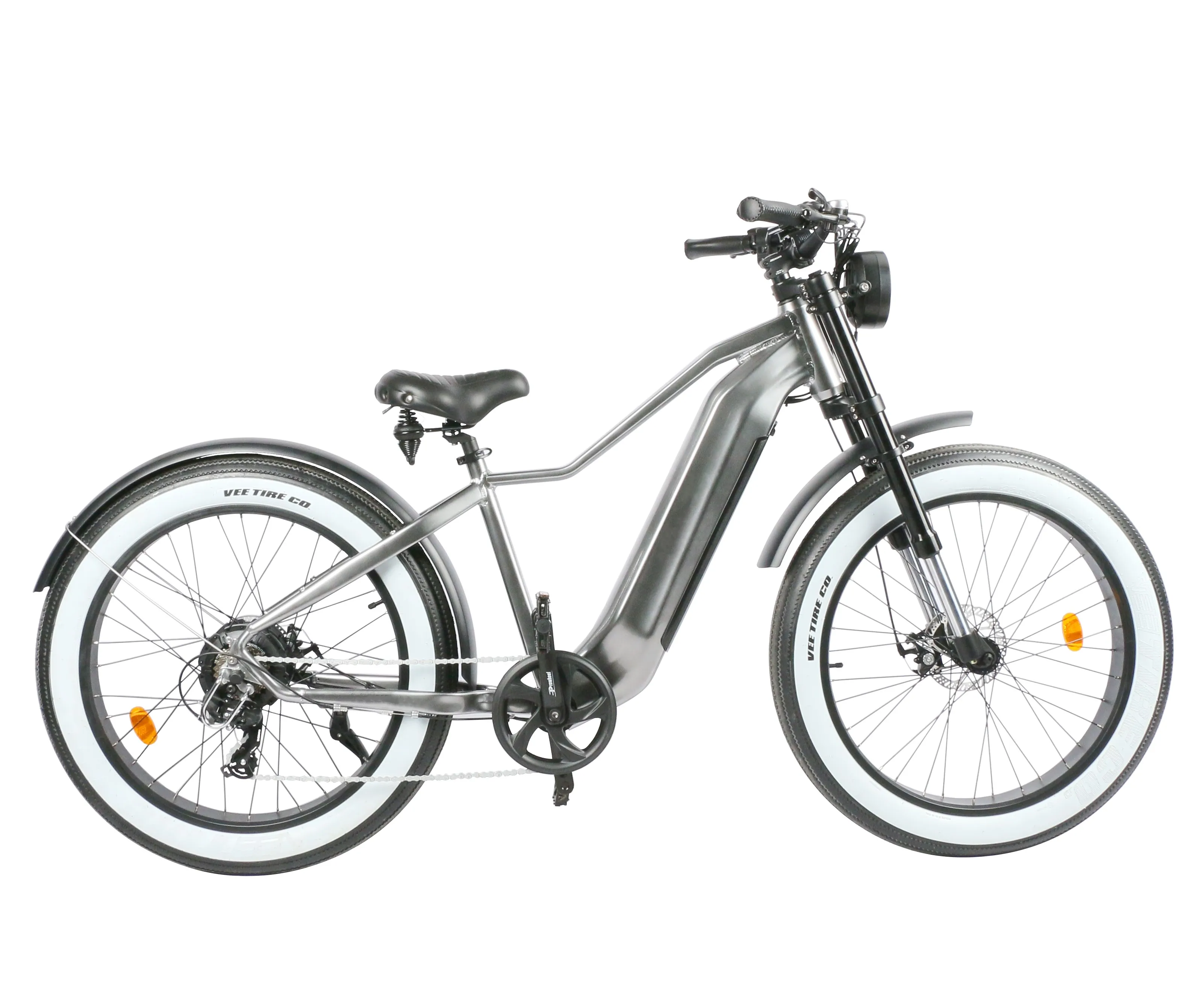 Retro Beach Cruiser Electric Bicycle 48V 750W 26 Inch Fat Tire E Bike 15Ah Battery