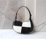 Zippered Black And White Checkered Bag 30cm 7cm 18cm Armpit Handbag
