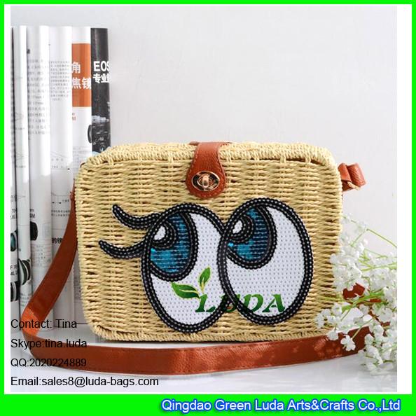 Buy cheap LDTT-013 big eyes rattan handbag fashion paper straw cosmetic shoulder bags from wholesalers