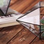 Diamond Shaped Clear Glass Vase , Durable Geometric Terrarium Glass Vases