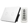Buy cheap US / AU Standard Touch Wall Switch 2 gang Black/white Crystal Glass Panel Touch Screen Light Switches AC 110-240V from wholesalers