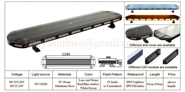 Buy cheap Amber DC12V 48'' Length 3W Led Full Length Low-Profile Lightbars, LYSBROER m flash,BARRA DE LUCE ST9600 from wholesalers
