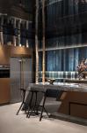 Rose Gold Modern Kitchen Cabinet With Geometric Lines And Stainless Steel