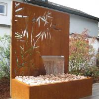 Buy cheap Garden Rustic Corten Steel Pond Water Fountain With Laser Cut Screen Panel product