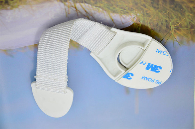Adjustable Child Safety Lock White Nylon Strap Baby Cabinet Lock
