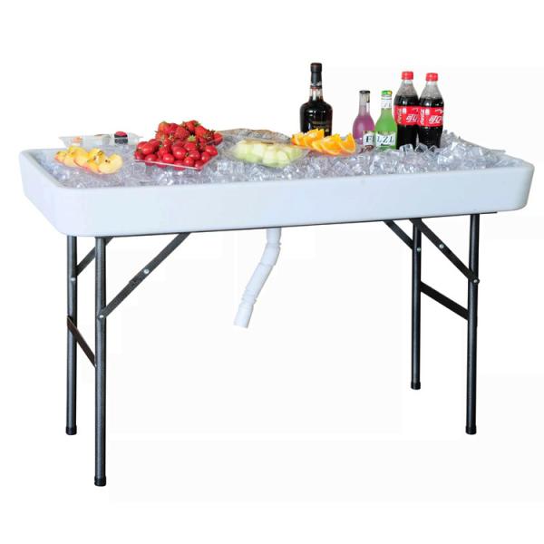 Portable Folding Table for Party Hotel Camping Square HDPE Plastic Metal Chill