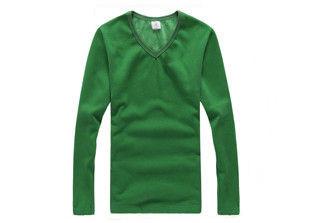 Buy cheap Green Long Sleeve Men's T - Shirts Casual V Neck Blank Cotton Keep Warm from wholesalers