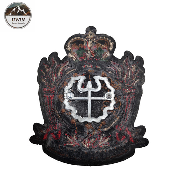 Exquisite Crown Custom 3d Patches , Large Custom Embroidered Patches For Pants