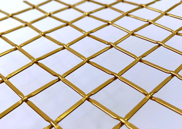 Buy cheap 83% Gold Color Architectural Woven Metal Mesh For Stainless Steel Fabrics Cabinet from wholesalers
