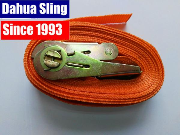 Buy cheap 25mm Width Orange Ratchet Tie Down Straps No Hook for Motorcycle from wholesalers