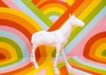 White Fiberglass Unicorn Statue , Large Outdoor Fiberglass Statues Height 120cm