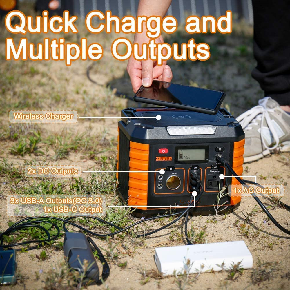 Camping 300 Watt Solar Generator 300w Portable Generator With Wireless Charging