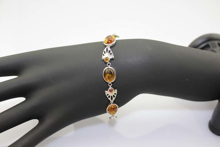 Gemstone Jewelry 925 Silver 8x10mm Oval Citrine Link Tennis Bracelet (SB7001)
